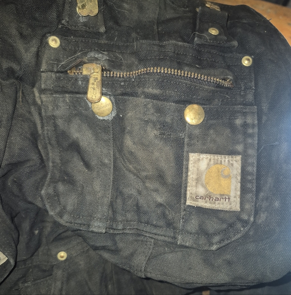 Carhartt Black Canvas Work Jacket, Carhartt Black Coverall Bibs BUNDLE DEAL